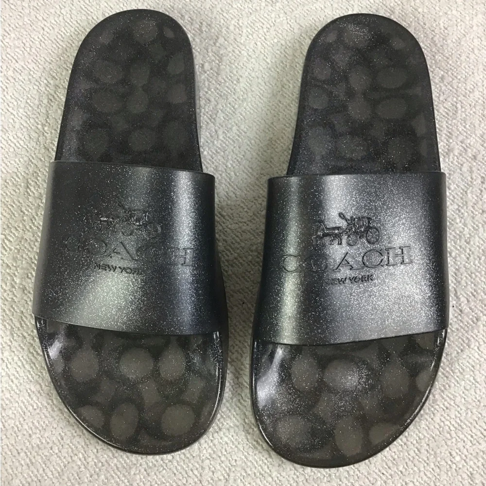 COACH Ulyssa Clear Grey Silver Transparent Jelly Rubber Slides Size 10/11
